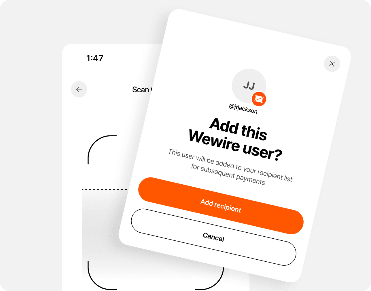 Add WeWire user - Send money by adding a WeWire username