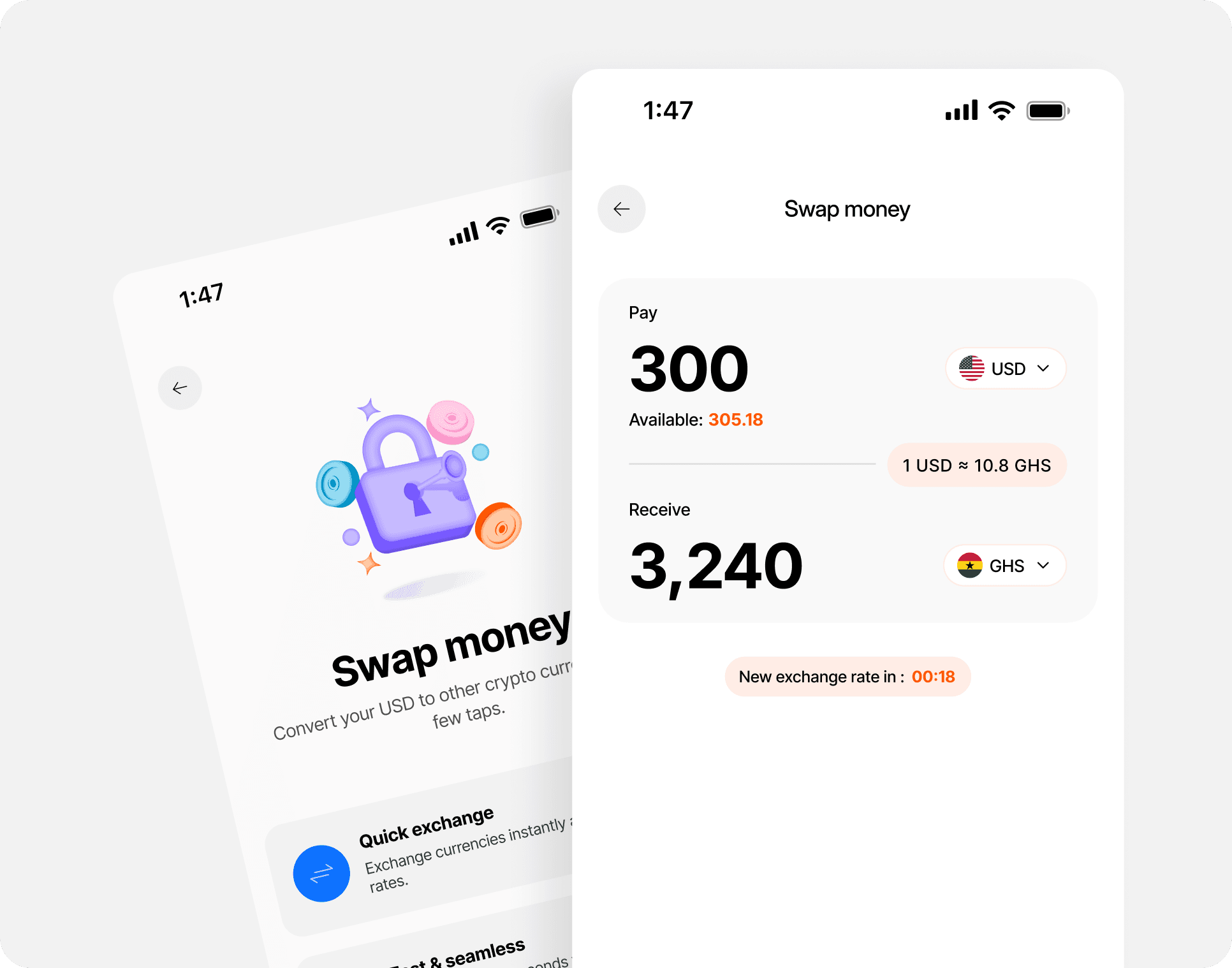 Swap money - Exchange between currencies with live exchange rates